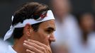 Roger Federer ve čtvrtfinále Wimbledonu 2021.