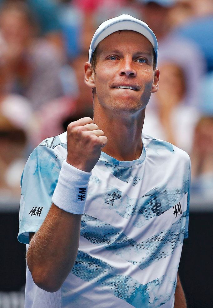 Tomáš Berdych v zápase Australian Open s Bernardem Tomicem.