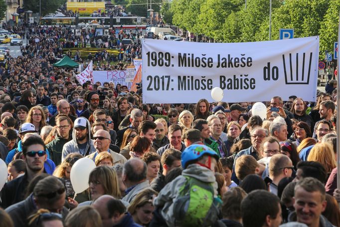 Demonstrace na Václavském náměstí.