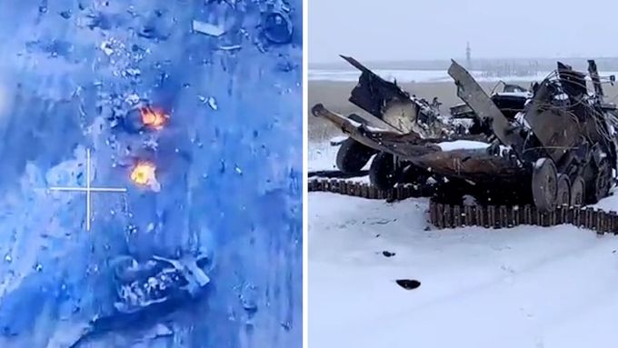 Ukrajinské jednotky odrazily ruskou kolonu bojových vozidel.