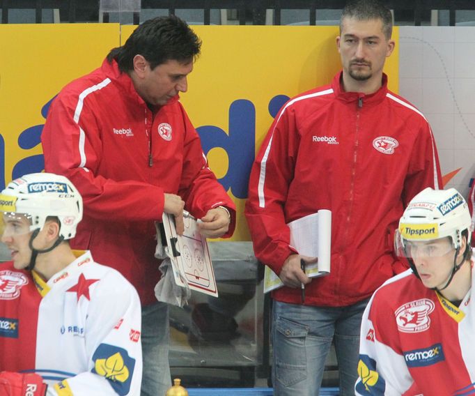 Slavia vs. Třinec, utkání hokejové extraligy (Vladimír Růžička)