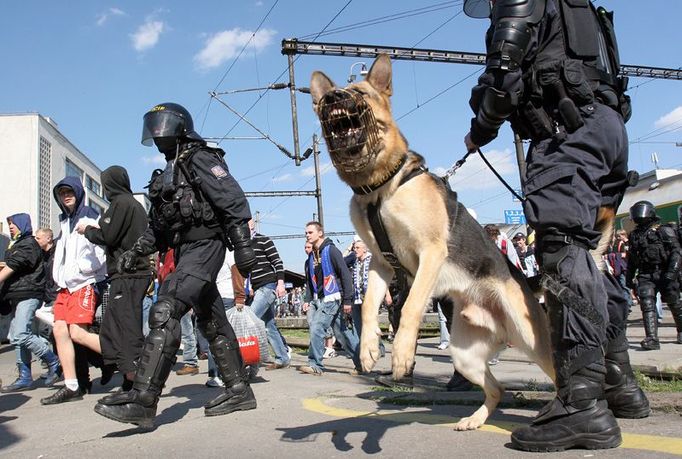 Rychlíkem z Ostravy přijelo ve čtvrt na čtyři asi 800 fanoušků Baníku Ostrava. Na nádraží je čekali policisté ze zásahové jednotky. Policie utkání vyhodnotila jako rizikové.