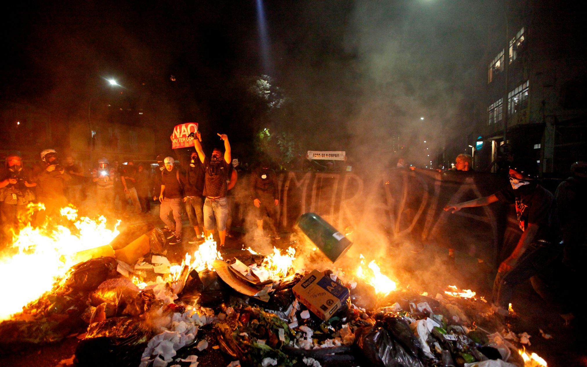 Demonstrators protest against 2014 World Cup in Sao Paulo