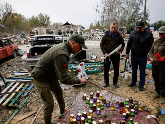 Následky ruského útoku na kavárnu ve vesnici Hroza nedaleko Charkova.