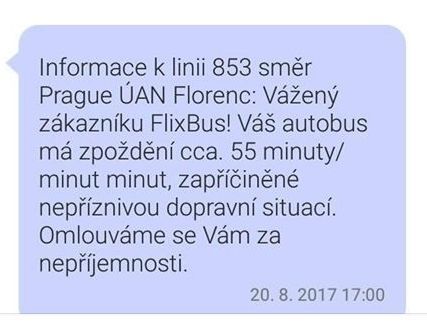 SMS od FlixBusu