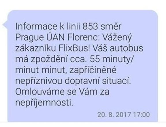 SMS od FlixBusu
