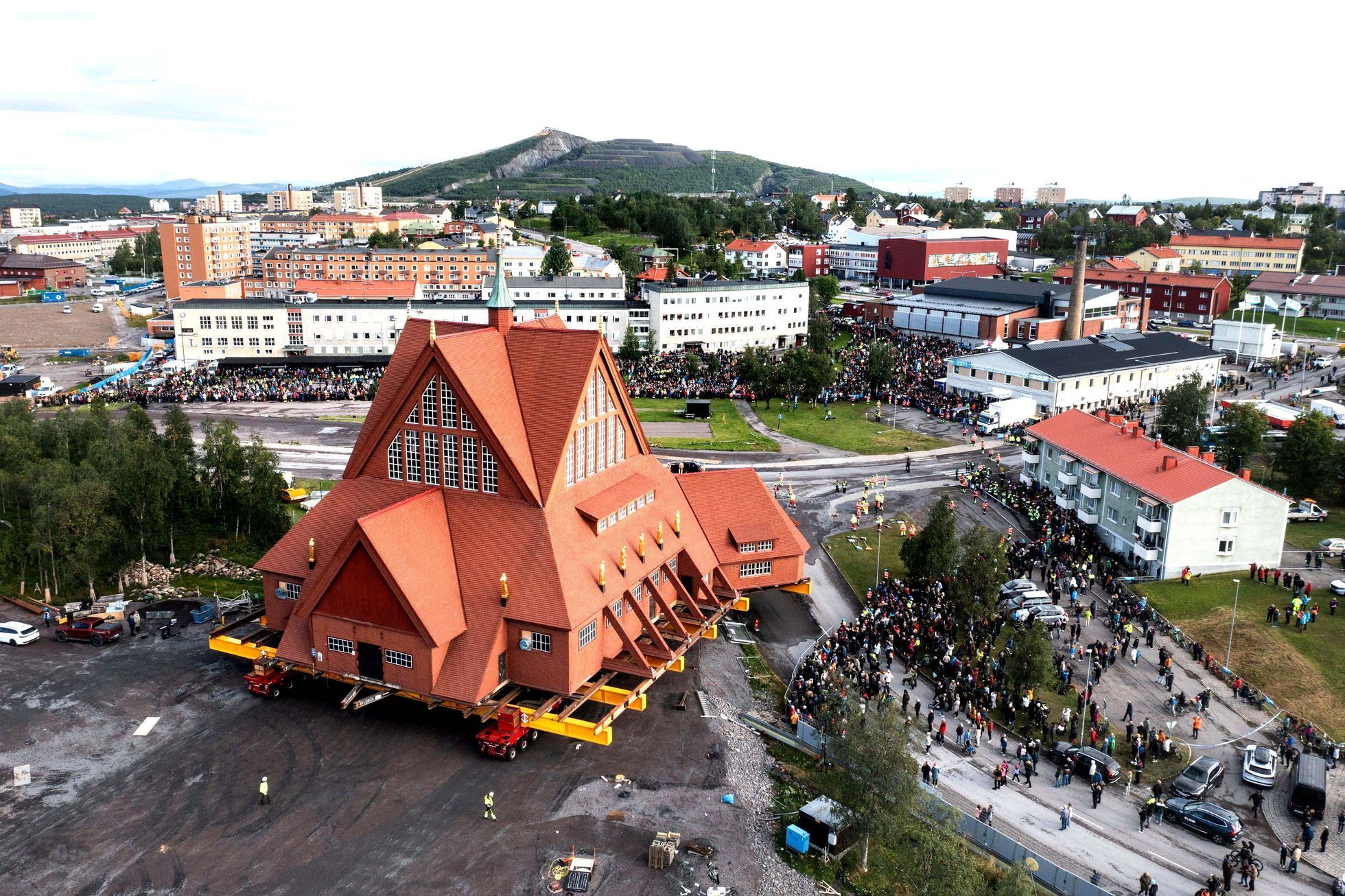 Norsko, Kiruna, kostel, doly, stěhování, přesun