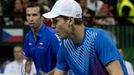 Radek Štěpánek a Tomáš Berdych při čtyřhře ve finále Davis Cupu