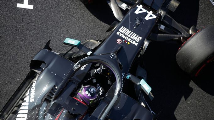Lewis Hamilton v Mercedesu při GP Toskánska 2020
