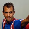 Czech Republic's Rosol gestures to the crowd as he leaves the court after winning the match against Japan's Daniel during their Davis Cup quarter-final match in Tokyo