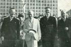 Ministr zahraničí Edvard Beneš na návštěvě Zlína v roce 1935. Na snímku zleva starosta Zlína Dominik Čipera, Edvard Beneš a Jan Antonín Baťa.