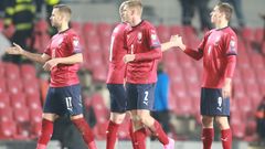 Češi slaví po utkání kvalifikace MS ve fotbale Česko - Estonsko