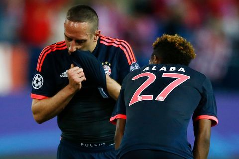 Bayern Munich's Franck Ribery and David Alaba look dejected at the end of the match