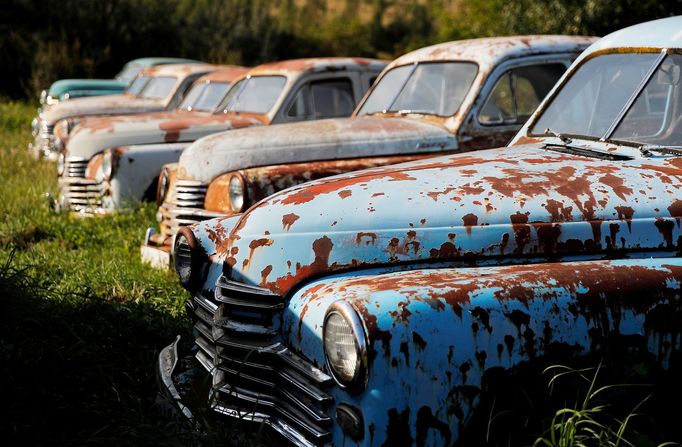 Nedaleko ruské vesnice Chernousovo se pod širým nebem nacházejí desítky starých aut.