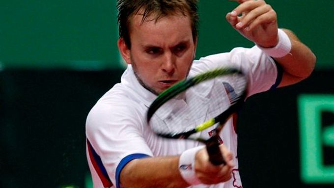 Ivo Minář v zápase Davis Cupu