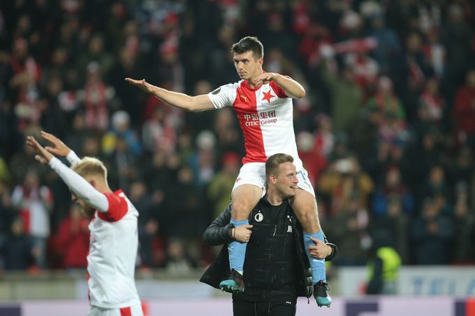 Slávisté slaví postup v odvetě osmifinále Evropské ligy Slavia Praha - FC Sevilla