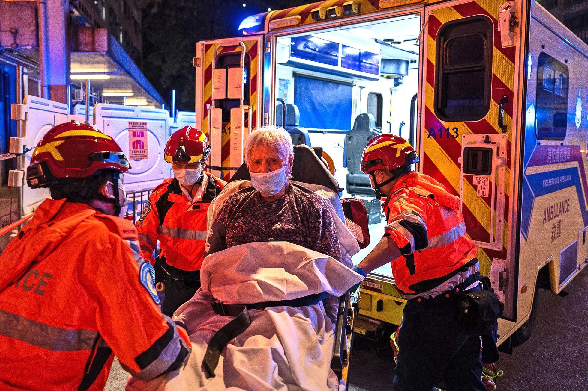 Hong Kong, Čína, bytový komplex, požár