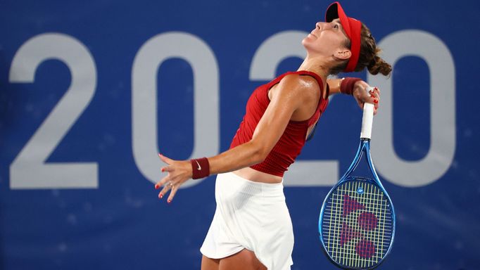 Belinda Bencicová ve finále OH 2020 proti Markétě Vondroušové