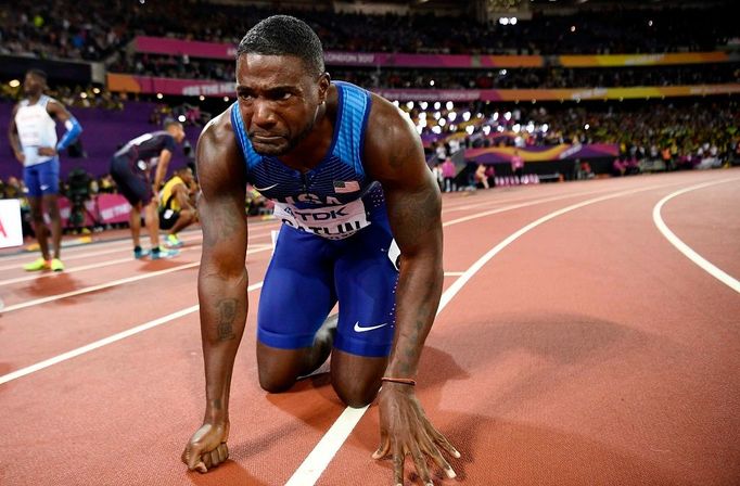 Finále sprintu na 100 metrů na MS v Londýně (Justin Gatlin)