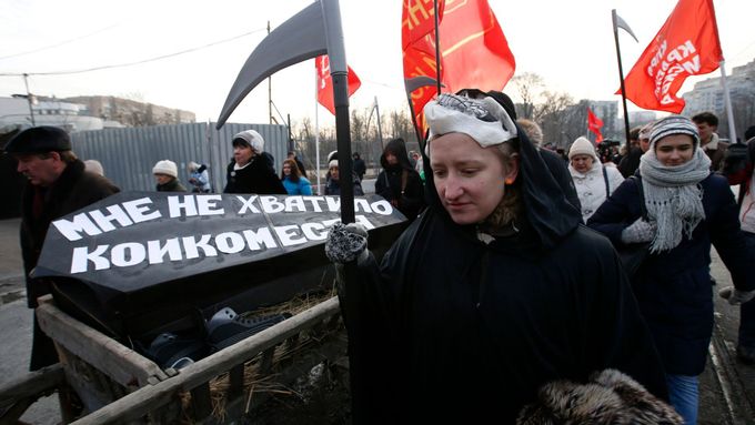 Moskevská demonstrace proti reformě zdravotnictví.