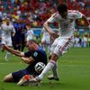 Ron Vlaar of the Netherlands fights for the ball with Spain's Diego Costa during their 2014 World Cup Group B soccer match at the Fonte Nova arena in Salvador