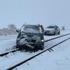 Dopravní nehoda u Kralup, sníh, zima, počasí