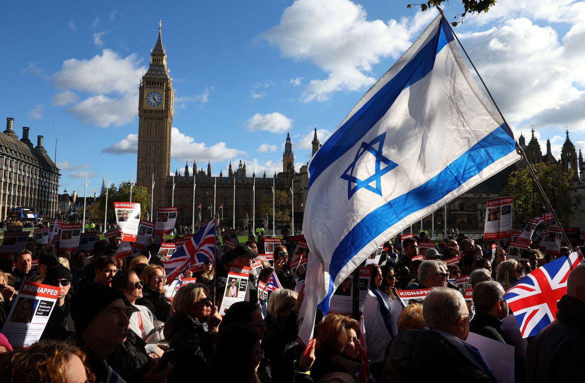 Demonstrace na podporu Izraele v Londýně.