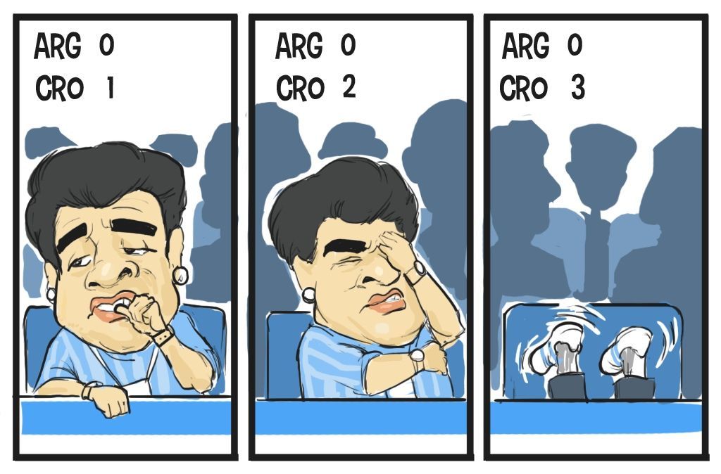 MS fotbal Maradona kresba