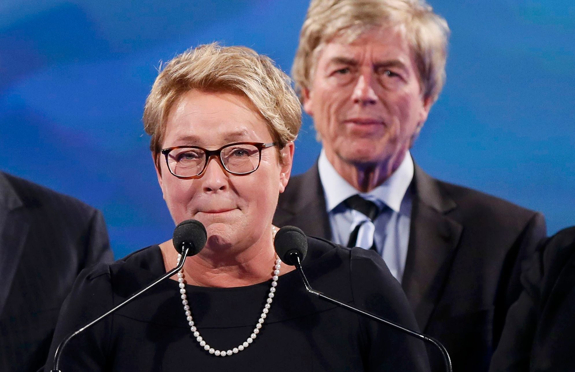 Parti Quebecois leader Pauline Marois delivers her concession speech at her provincial election night headquarters in Montreal