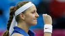 Česká tenistka Petra Kvitová slaví vítězství ve finále Fed Cupu 2011 proti Rusku.