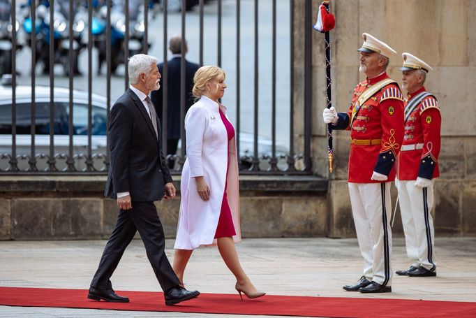 Slovenská prezidentka Zuzana Čaputová na poslední návštěvě Česka a prezidenta Petra Pavla na Pražském hradě 12.6.2024.