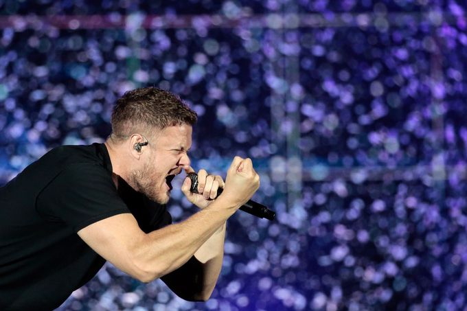 Dan Reynolds při koncertu Imagine Dragons v brazilském Riu de Janeiru z 2019.