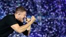 Dan Reynolds při koncertu Imagine Dragons v brazilském Riu de Janeiru z 2019.