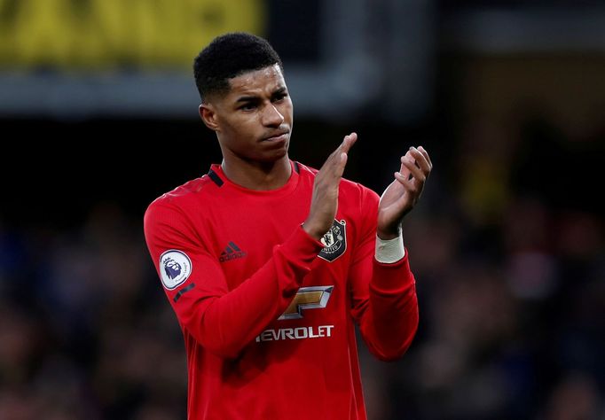 FILE PHOTO: Soccer Football - Premier League - Watford v Manchester United - Vicarage Road, Watford, Britain - December 22, 2019  Manchester United's Marcus Rashford appl