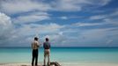 U.S. Marine National Monuments Superintendent Matt Brown (L) gives President Barack Obama a tour of the Papahanaumokuakea Marine National Monument on Midway Atoll, U.S. S