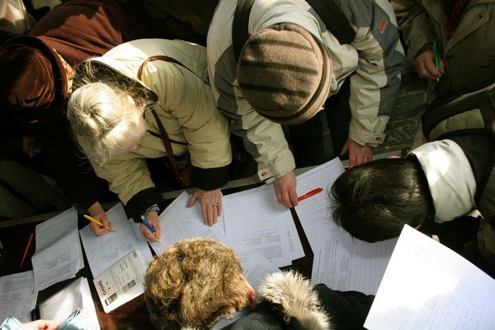 Demonstrace lékařů v Praze na Staroměstském náměstí.