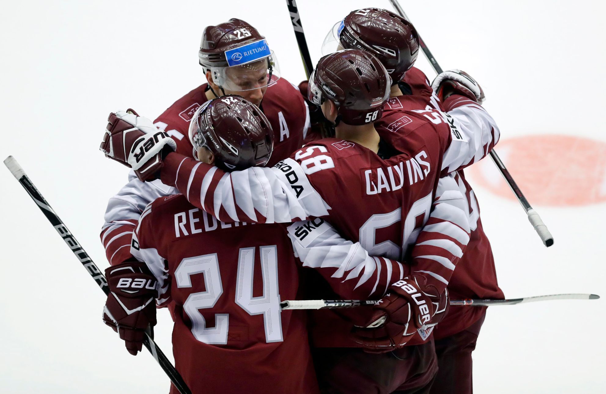 Radost hokejistů Lotyšska