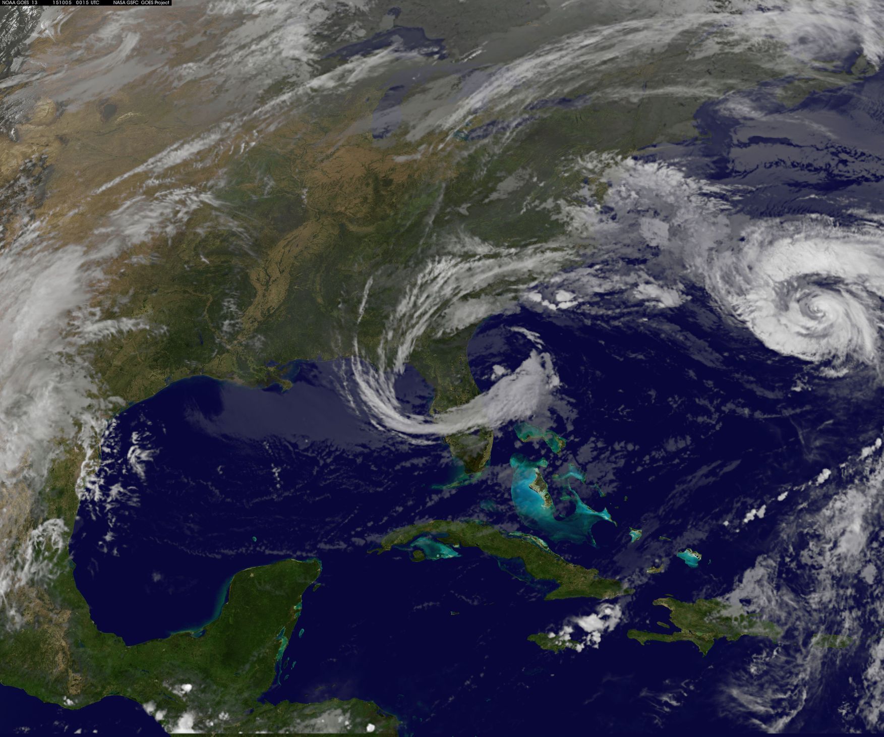 Hurikán Joaquin na satelitním snímku