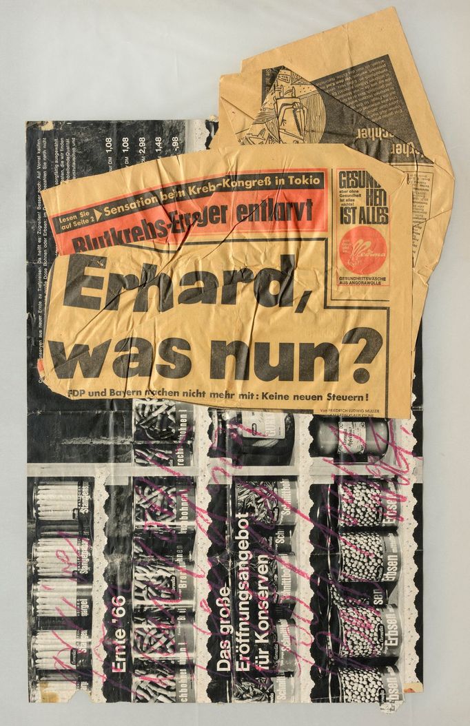 Wolf Vostell (1932-1998): Erhard Was Nun?, 1965, mixed media, 40,2 x 59,1 cm.