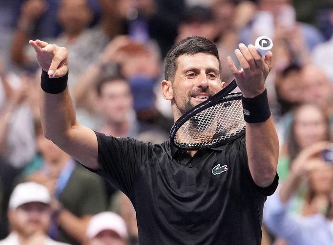 Novak Djokovič v utkání 3. kola US Open 2025