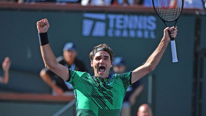 Roger Federer slaví triumf v Indian Wells