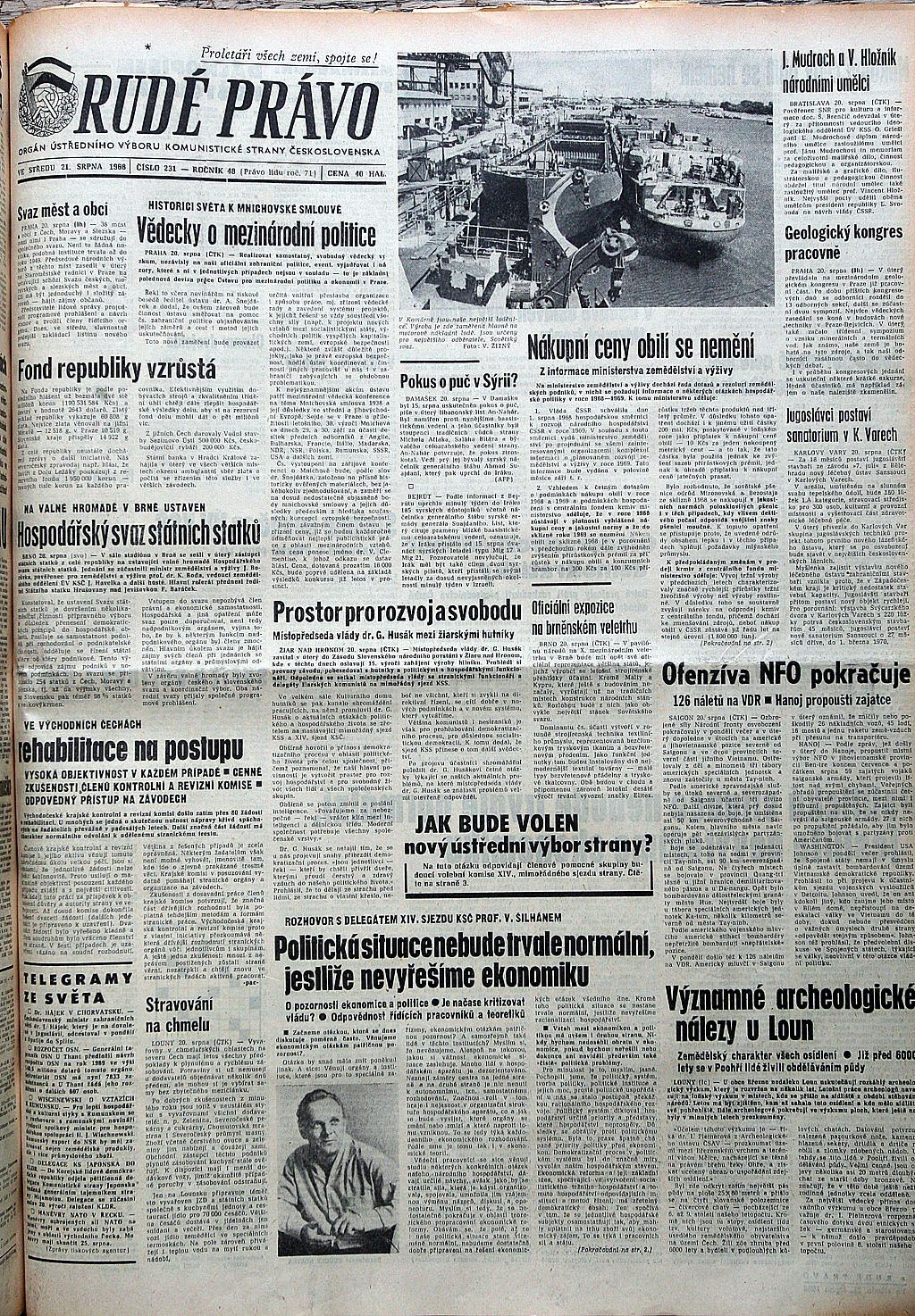 Noviny ze srpna 1968
