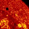 SDO's High Def View of 2012 Venus Transit On June 5-6 2012, SDO is collecting images of one of the rarest predictable solar events: the transit of Venus across the face of the sun. This event happens in pairs eight years apart that are separated from each other by 105 or 121 years. The last transit was in 2004 and the next will not happen until 2117. This NASA image was captured on June 5, 2012. Image Credit: NASA/SDO, AIA