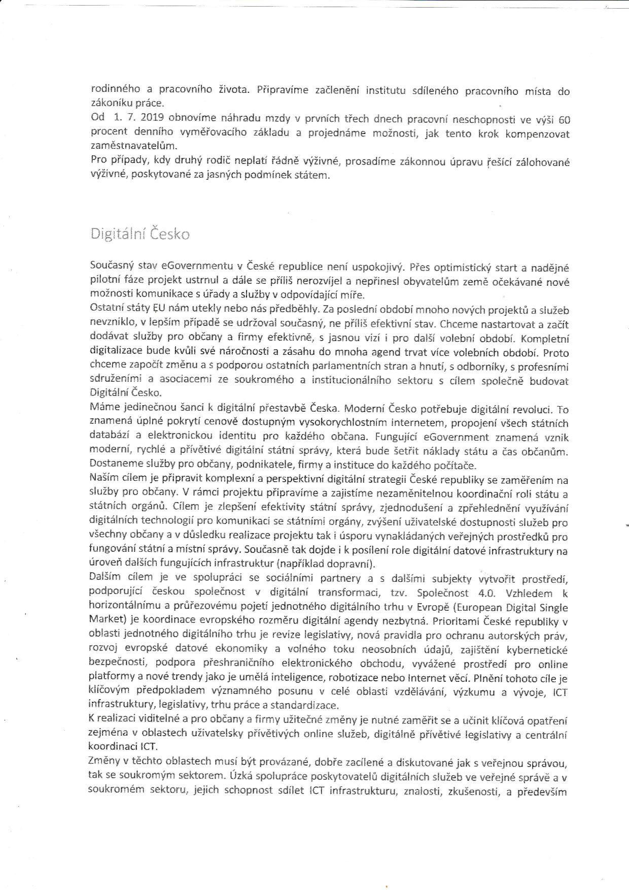 Programové prohlášení vlády ANO a ČSSD.