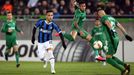 fotbal, Evropská liga 2019/2020, play off, Razgrad - Inter Milán, Lautaro Martinez (v modročerném)