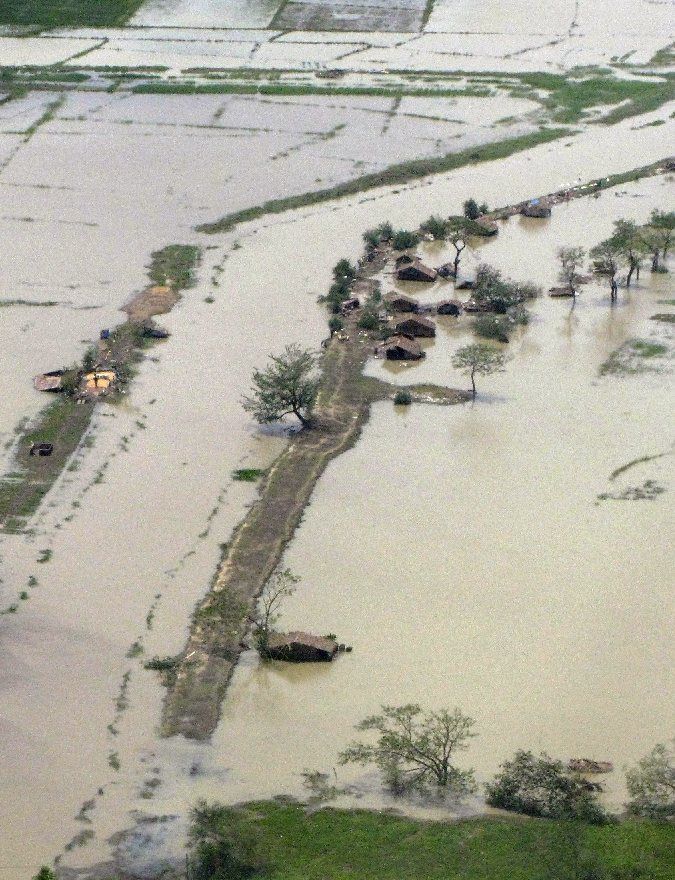 Zaplavená vesnice v Barmě