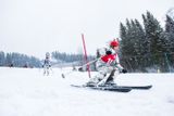 Pohyb na lyžích byl letos kvůli oblevě spíše vzácností. Konal se například paralelní slalom.