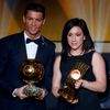 Winner of FIFA Ballon d'Or award, Real Madrid and Portugal forward Ronaldo poses with winner of the FIFA Women's World Player of the Year Kessler of Germany during the FIFA Ballon d'Or 2014 soccer awa