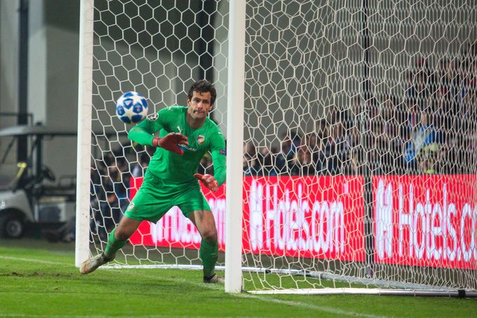 Aleš Hruška v zápase LM Plzeň - Real Madrid