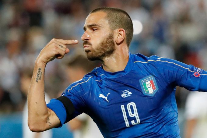 Euro 2016, Německo-Itálie: Leonardo Bonucci  slaví gól na 1:1